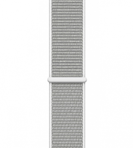 Apple Watch Series 4, 44 мм, корпус из алюминия серебристого цвета, спортивный браслет цвета «белая ракушка» (MU6C2) MU6C2