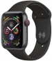 Умные часы Apple Watch Series 4 Cellular, 44 мм, корпус из алюминия цвета «серый космос», спортивный ремешок черного цвета (MTUW2) MTUW2