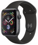 Apple Watch Series 4 44мм, корпус из алюминия цвета «серый космос», спортивный ремешок чёрного цвета (MU6D2) MU6D2