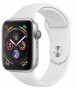 Apple Watch Series 4, 44 мм, корпус из алюминия серебристого цвета, спортивный ремешок белого цвета (MU6A2) MU6A2